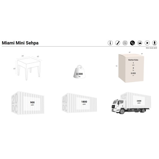 858 MIAMI MİNİ SEHPA